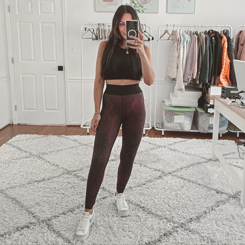 Ultracor burgundy snakeskin printed high waist leggings - Picture 5 of 11